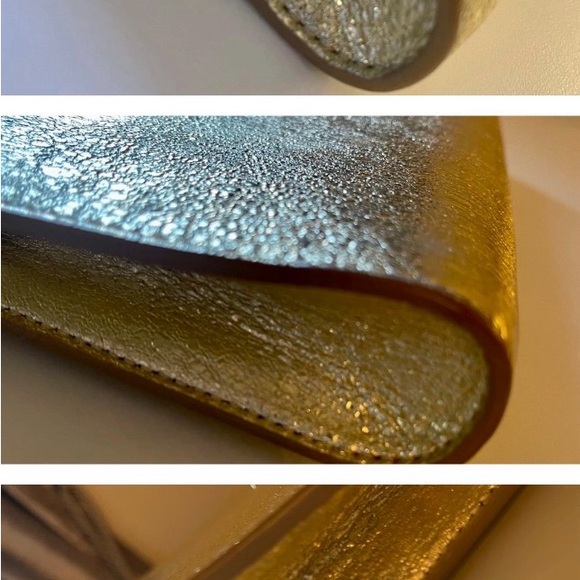 Christian Louboutin Vero Dodat Nappa Pepite Gold Clutch / Handbag - Picture 8 of 13